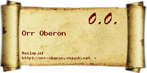 Orr Oberon névjegykártya